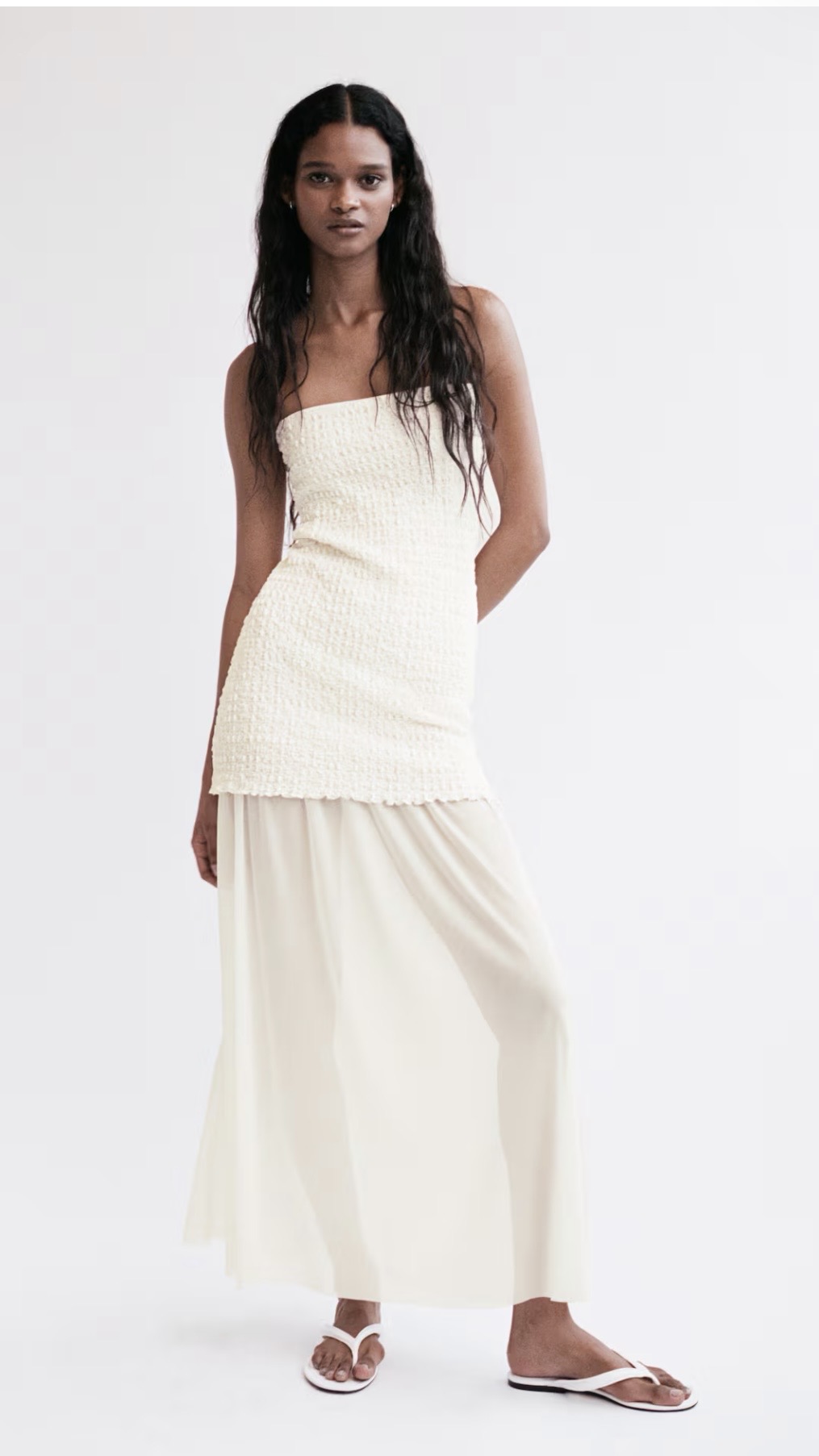 H&M — Mixed fabric bandeau dress